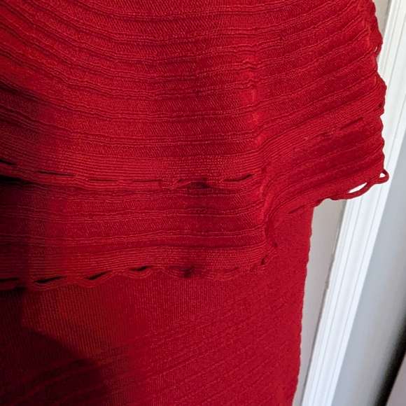 Eliza J 2X Off the Shoulder Red Layered Midi Dress - Picture 4 of 5